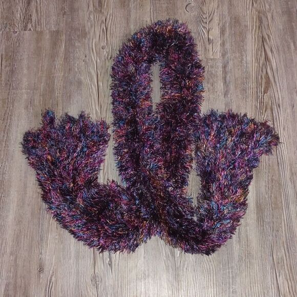 Multicolor super soft fuzzy scarf purple, teal , pinks, light gold etc - Picture 6 of 6
